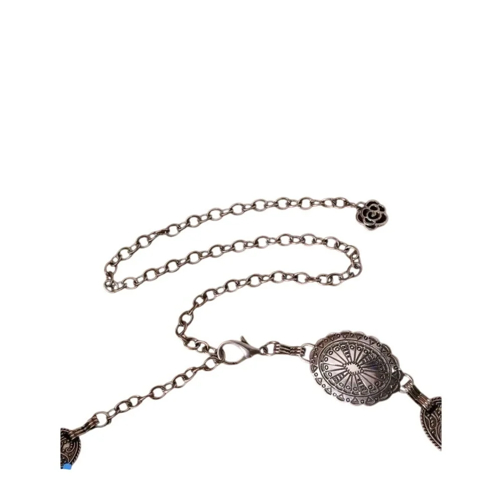 Silver Western Style‎ Chain Belt Dressy Boho Concho Metal Waist Hip Belt 100 Cm